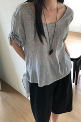 Gingham Side Tie Blouse