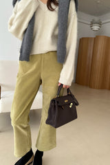 Jen Span Pants in Olive, stretch corduroy bootcut pants