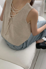 Reversible V-Neck Sleeveless Knit