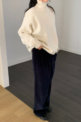 Flora Wool Turtleneck in Ivory, women's wool turtleneck sweater