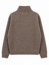 Lucca Half Neck Zip Up in brown, women's half neck knit zip up jacket