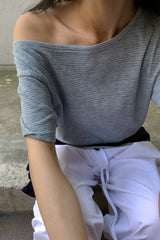 Stripe Off-Shoulder Tee