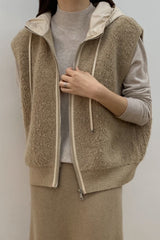 Boucle Hood Zip-Up Vest