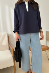 Contrast Collar Sweatshirt