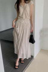 Summer Cardigan Pleat Set