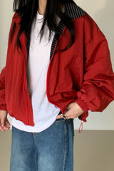 Reversible Stand Collar Jacket in Red, women's reversible stand collar jacket