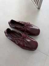FB609 Flat in Wine, glossy round toe flat shoes