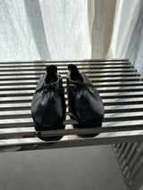 FB609 Flat in Black, glossy round toe flat shoes