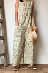 Pure Linen Sleeveless Jumpsuit