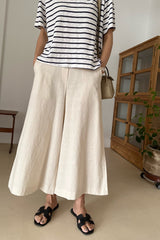 Back Zip Banding Wide Leg Pants