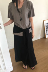 Waist Tie Jersey Skirt