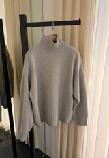 Flora Wool Turtleneck in Grey, women's wool turtleneck sweater