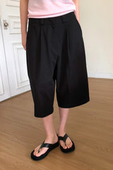Wide Leg Cotton Half Pant