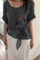 Gingham Side Tie Blouse