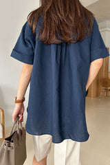Back Shirring Linen Shirt