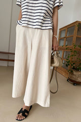 Back Zip Banding Wide Leg Pants