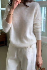 Wool Cashmere Sweater in Ivory, women's wool cashmere sweater