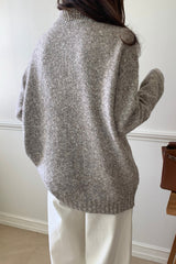 Rabbit Wool Zip Up in Brown, women's knit zip up cardigan