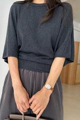 Shirring Wide Knit Tee