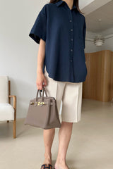 Back Shirring Linen Shirt