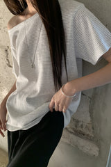 Stripe Off-Shoulder Tee