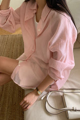Crinkled Sheer Blouse