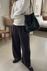 Comma Banding Pants in Charcoal, women's banded wide leg pants