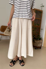 Back Zip Banding Wide Leg Pants