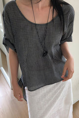 Gingham Side Tie Blouse