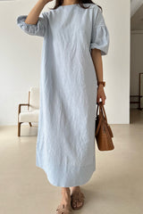 Puff Sleeve Linen Dress