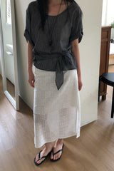 Gingham Side Tie Blouse