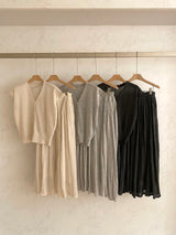 Summer Cardigan Pleat Set