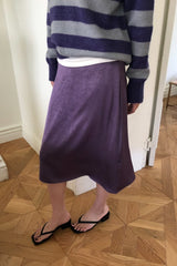 Blanc Midi Skirt in Purple, women's lined midi skirt