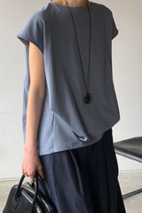 Back Pleat French Sleeve Tee