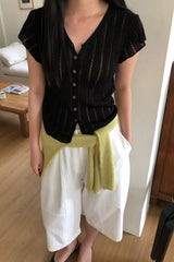 Pointelle Button Knit Top