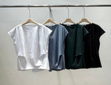 Back Pleat French Sleeve Tee