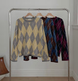 Dia Brush Sweater, brushed alpaca argyle sweater