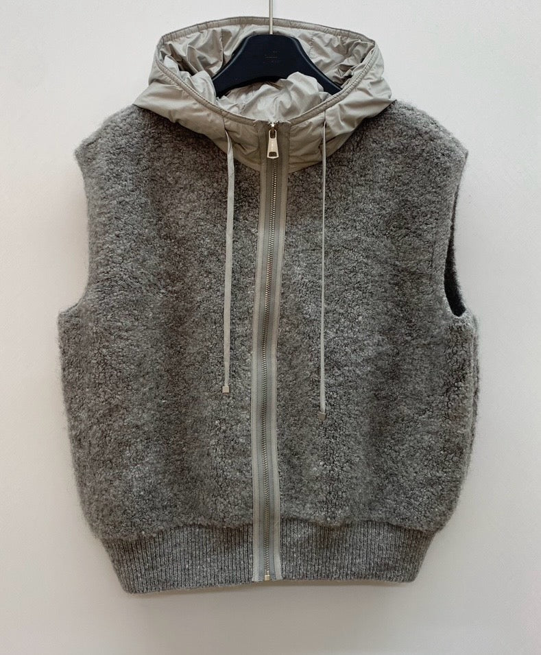 Boucle Hood Zip-Up Vest