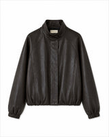Leather Blouson Jacket in brown, women's faux leather blouson jacket