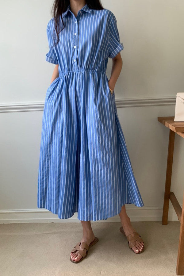Breezy Stripe Pintuck Dress