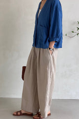 Linen Wide Banded Pants