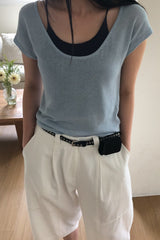 Built-In Inner Scoop Knit Top