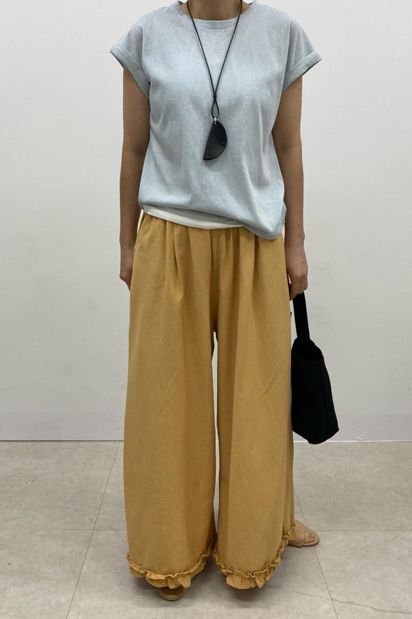 Linen Frill Wide Pants