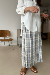 Check Pleat Banded Skirt