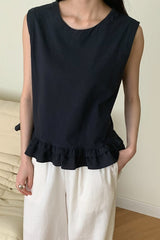 Double Ruffle Sleeveless Blouse