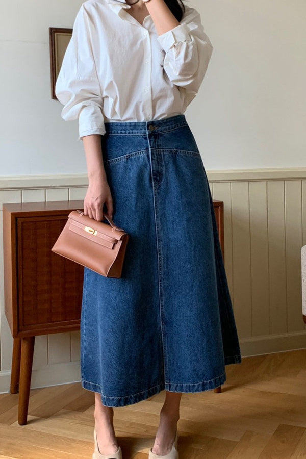 Seamline Denim Skirt