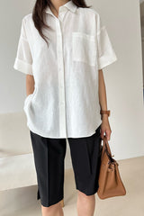 Back Shirring Linen Shirt