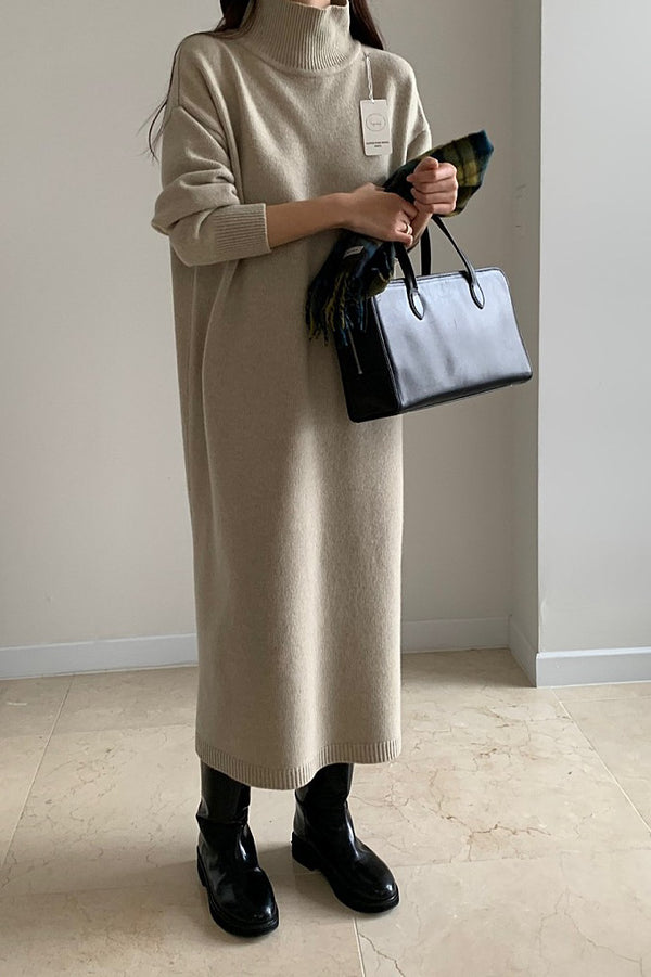 Wool Half Turtleneck Dress