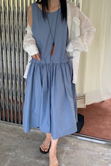 Drawstring Waist Gathered Dress