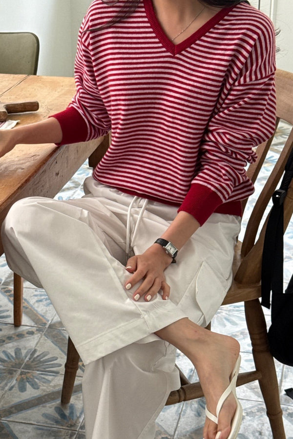 Stripe V-Neck Knit